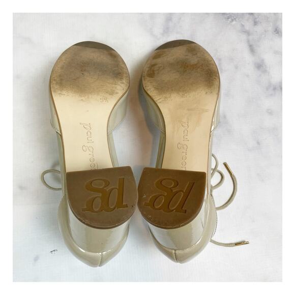 Paul Green Molly Nude Patent Leather D' Orsay Pumps Tie Ankle Sz 8 US - Picture 8 of 12